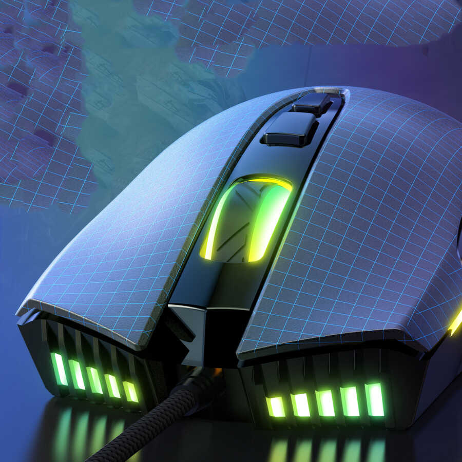 Onikuma CW905 RGB Oyuncu Mouse – 6400 DPI Ayarlanabilir, Full RGB Işıklandırma, Ergonomik Tasarımlı Kablolu Gaming Mouse